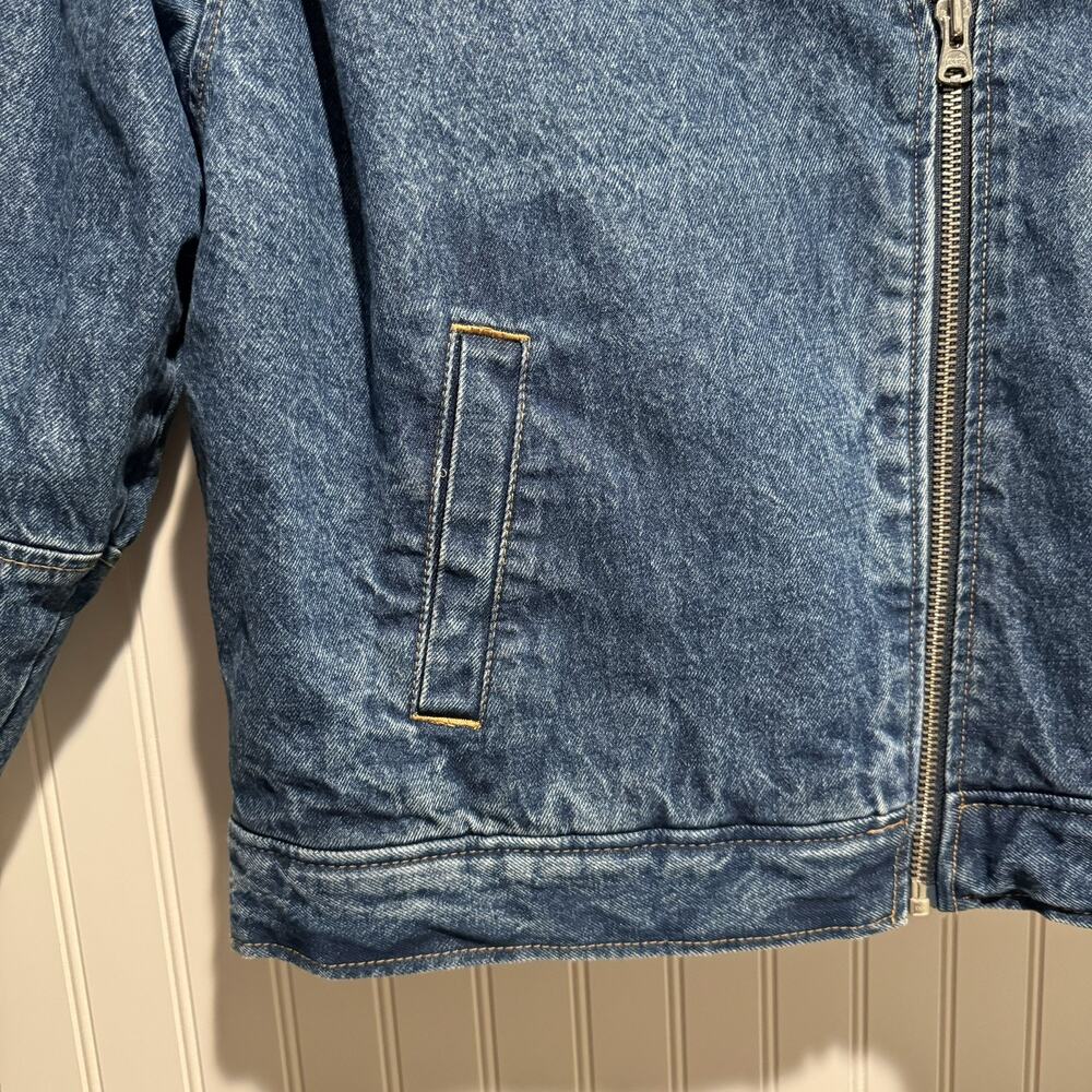 Levis Premium Denim Sherpa Flight Jacket Size Medium - Picture 3 of 8